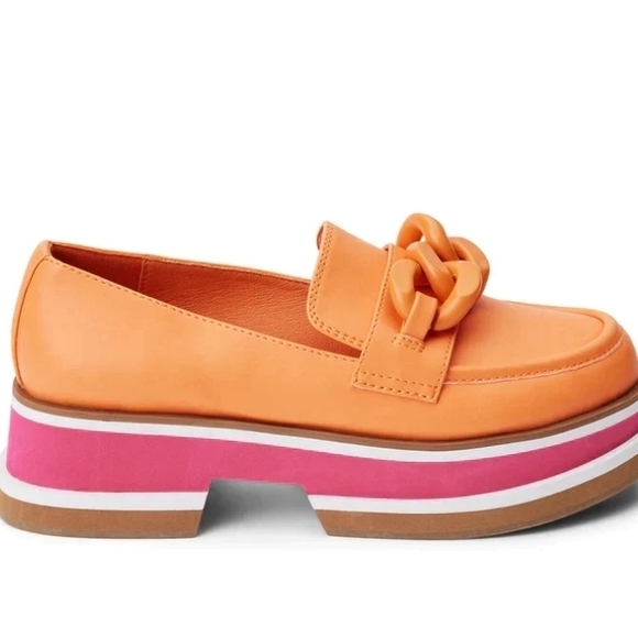 Coconuts by Matisse Orange Loafers Chain Accent Sorbet Size 6 - Picture 6 of 6